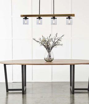METI: Medieval Rustic Warm Chestnut Wood Bar Pendant Light