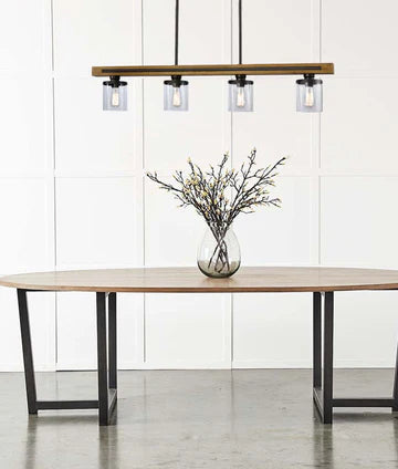 METI: Medieval Rustic Warm Chestnut Wood Bar Pendant Light