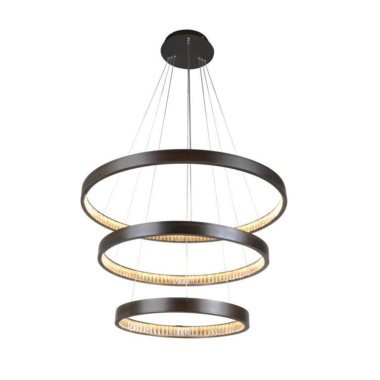 Margo 100+80+60 GRA 3 Tier 110W 3K LED  Adjustable Crystal Pendant
