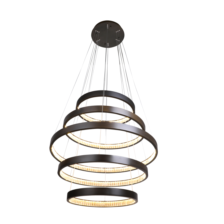 Margo 60+80+100+80+60 GRA 5 Tier 184W 3K LED Adjustable Crystal Pendant