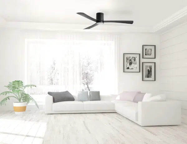 Metro DC Close to Ceiling 3 ABS Blade 1320mm Hugger  WIFI & Remote Control Ceiling Fan with Variable Dim 16w CCT LED Light Matt Black
