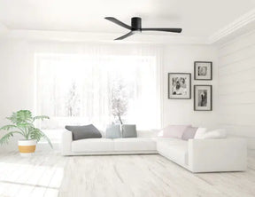Metro DC Close to Ceiling 3 ABS Blade 1320mm Hugger  WIFI & Remote Control Ceiling Fan with Variable Dim 16w CCT LED Light Matt White