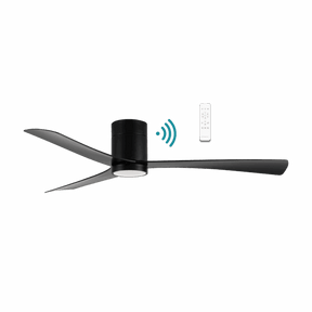 Metro DC Close to Ceiling 3 ABS Blade 1320mm Hugger  WIFI & Remote Control Ceiling Fan with Variable Dim 16w CCT LED Light Matt Black