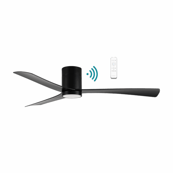 Metro DC Close to Ceiling 3 ABS Blade 1320mm Hugger  WIFI & Remote Control Ceiling Fan with Variable Dim 16w CCT LED Light Matt Black