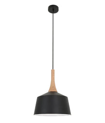 NORDIC: Modern Scandinavian Small Dome Shape Steel & Wood Pendant Lights