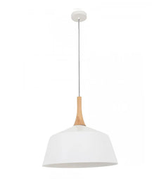 NORDIC: Modern Scandinavian Medium Dome Shape Steel & Wood Pendant Lights