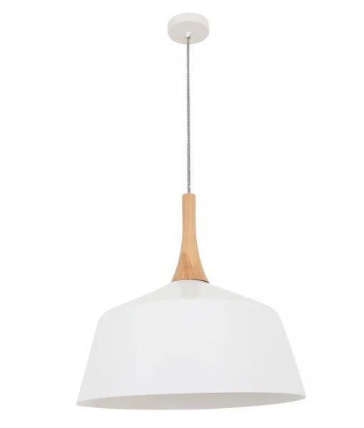 NORDIC: Modern Scandinavian Large Dome Shape Steel & Wood Pendant Lights