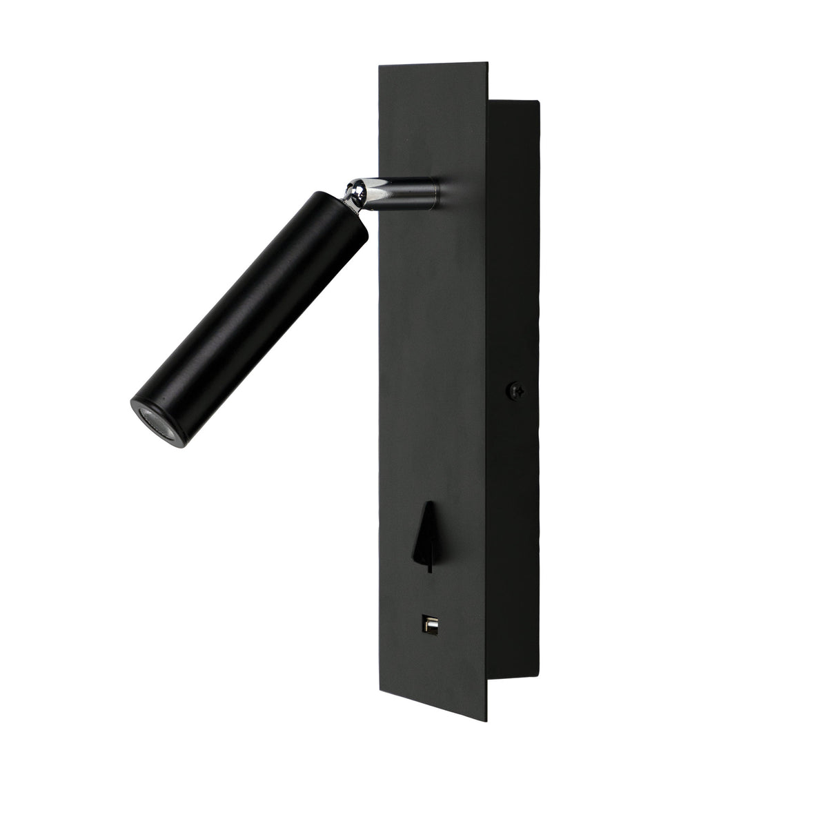 HOTEL LED WALL LIGHT BLACK w/ USB & SWITCH