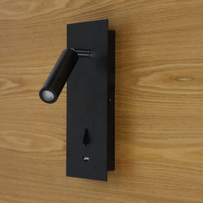 HOTEL LED WALL LIGHT BLACK w/ USB & SWITCH