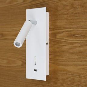 HOTEL LED WALL LIGHT WHITE w/ USB & SWITCH