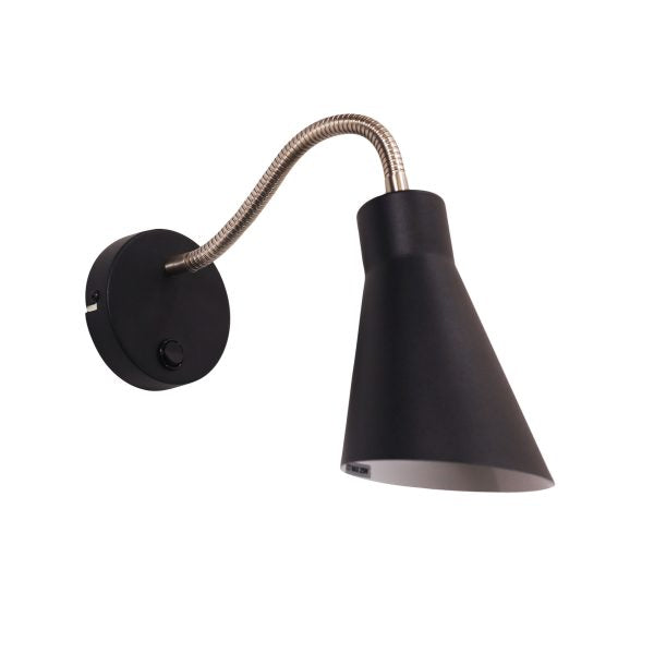 THOR WALL LIGHT BLACK w/ SWITCH