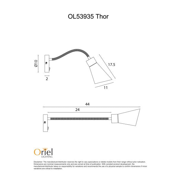 THOR WALL LIGHT WHITE w/ SWITCH