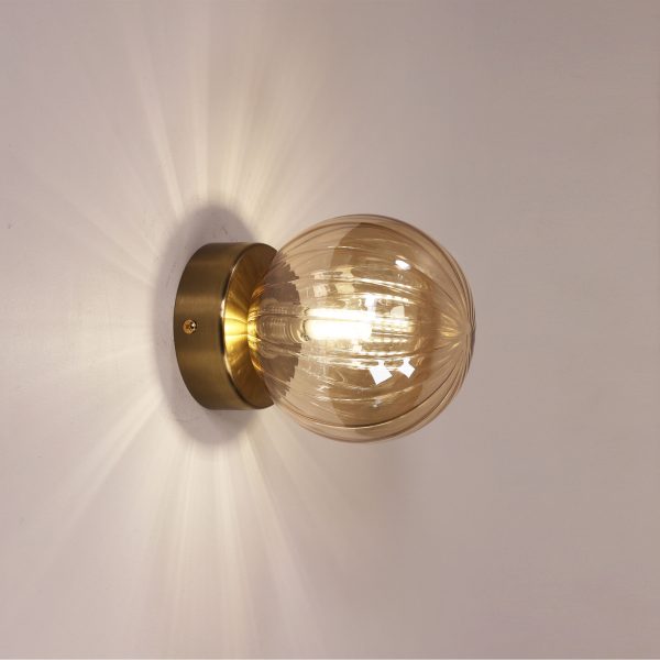 JUNI WALL LIGHT SATIN BRASS + AMBER