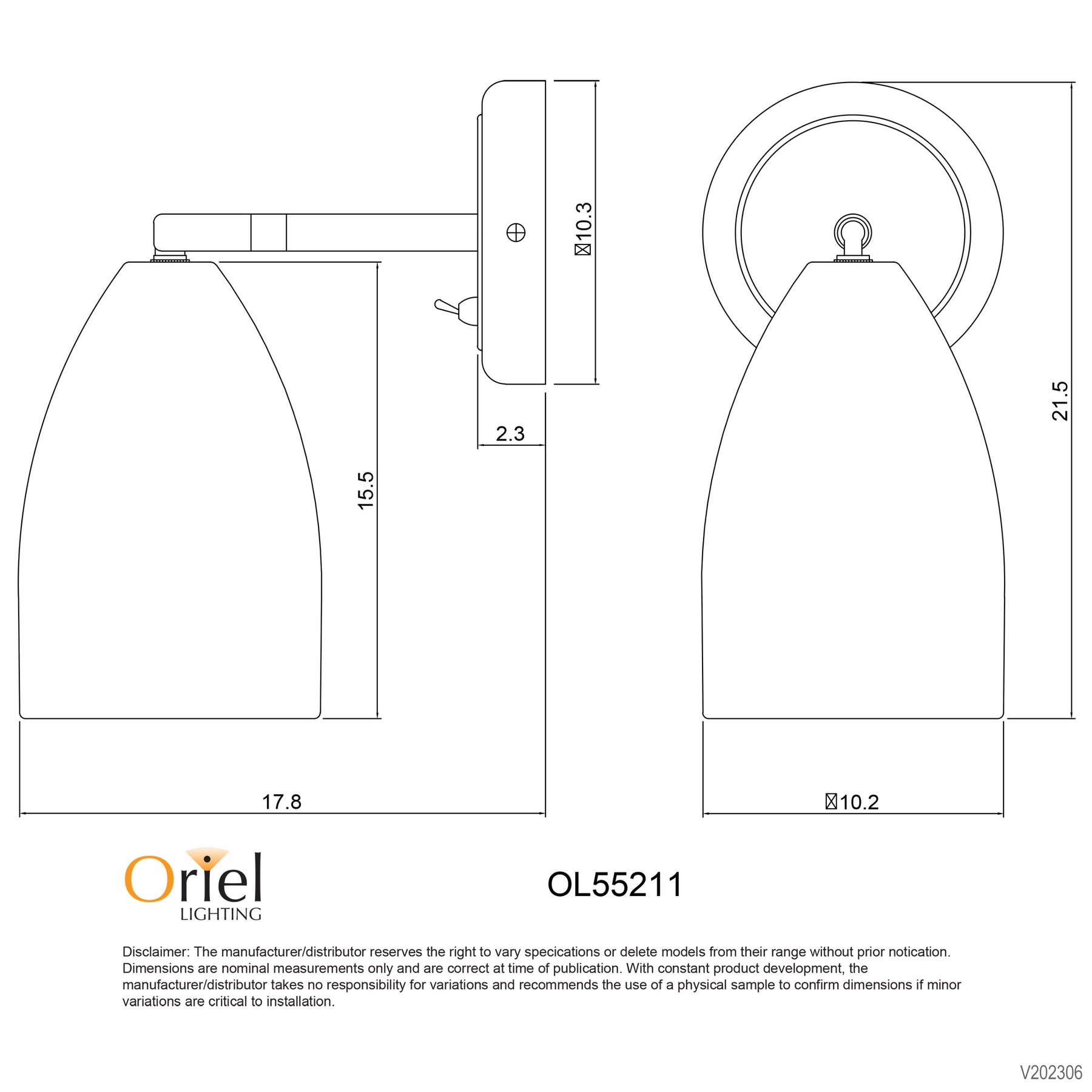 SALEM ADJUSTABLE WALL LIGHT WHITE w/SWITCH