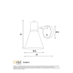NORBERT WALL LIGHT w/ SWITCH BK/SATIN BRASS