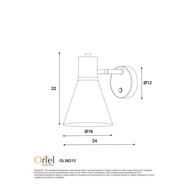 NORBERT WALL LIGHT w/ SWITCH BK/SATIN BRASS