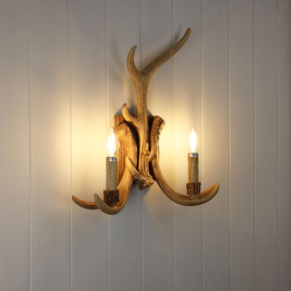 HYORT TWIN ANTLER WALL LIGHT E14