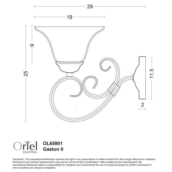 GASTON II 1LT WALL LIGHT BRONZE