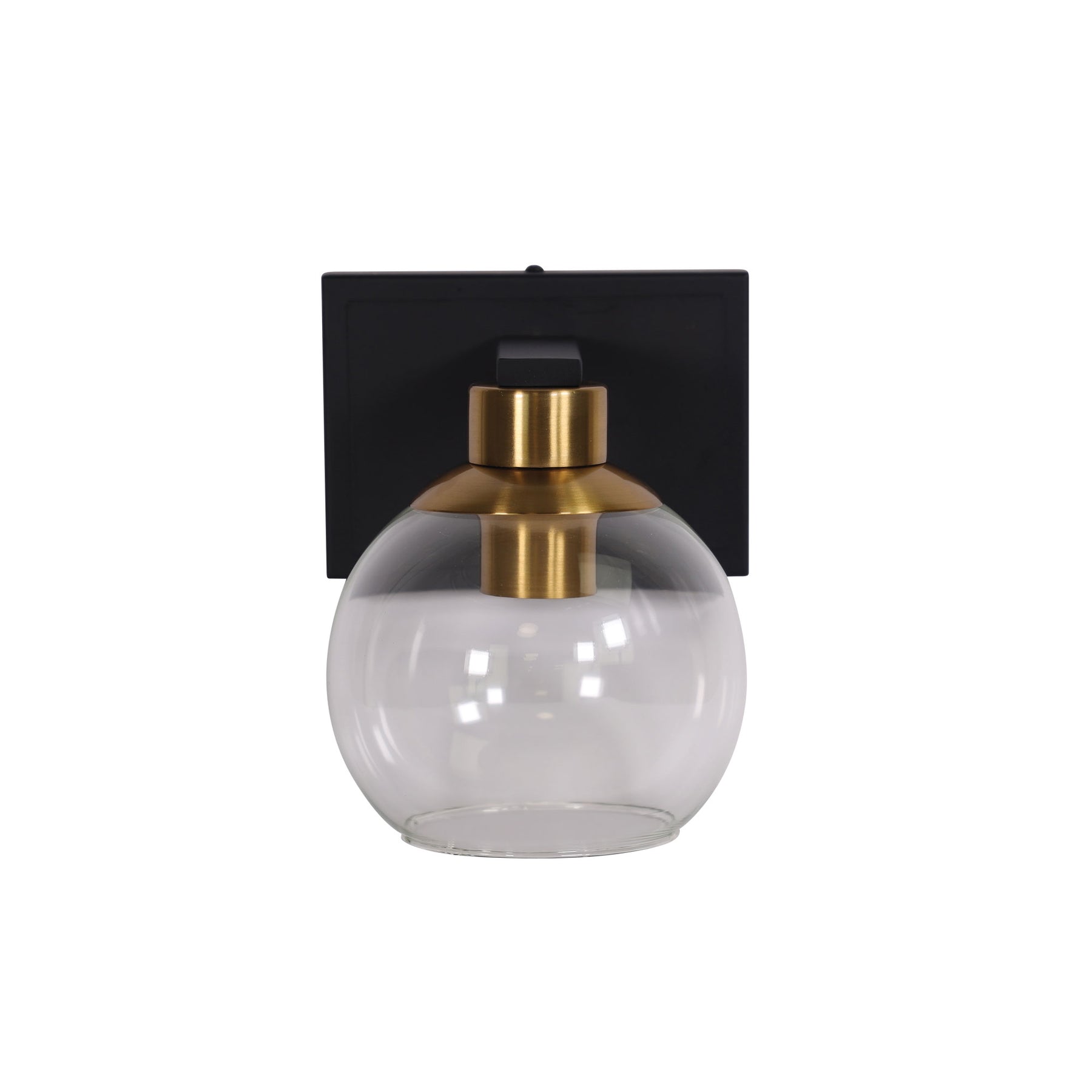 CLAYTON SINGLE WALL LIGHT BLACK/BRASS/CLEAR