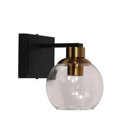 CLAYTON SINGLE WALL LIGHT BLACK/BRASS/CLEAR