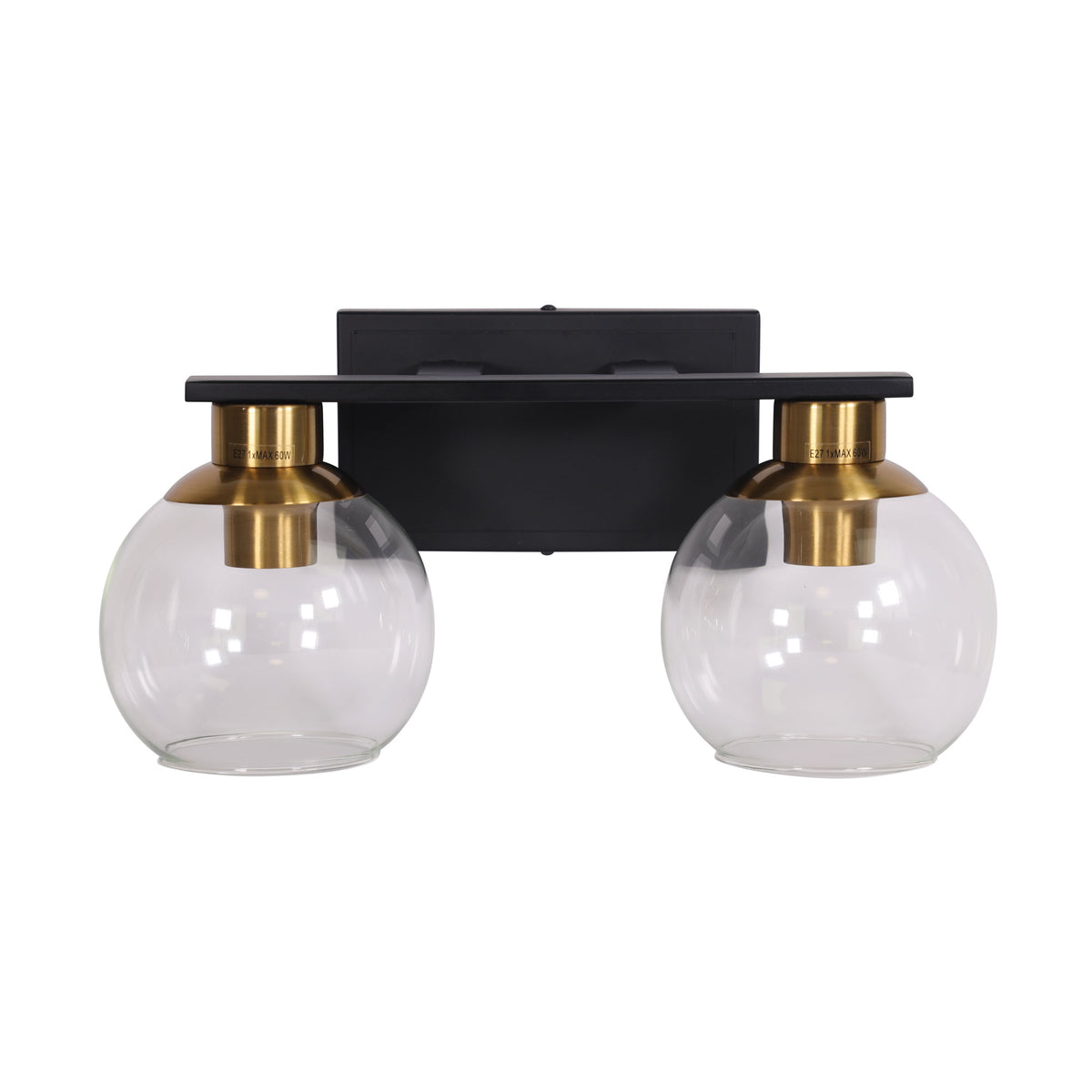 CLAYTON TWIN WALL LIGHT BLACK/BRASS/CLEAR