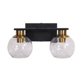 CLAYTON TWIN WALL LIGHT BLACK/BRASS/CLEAR