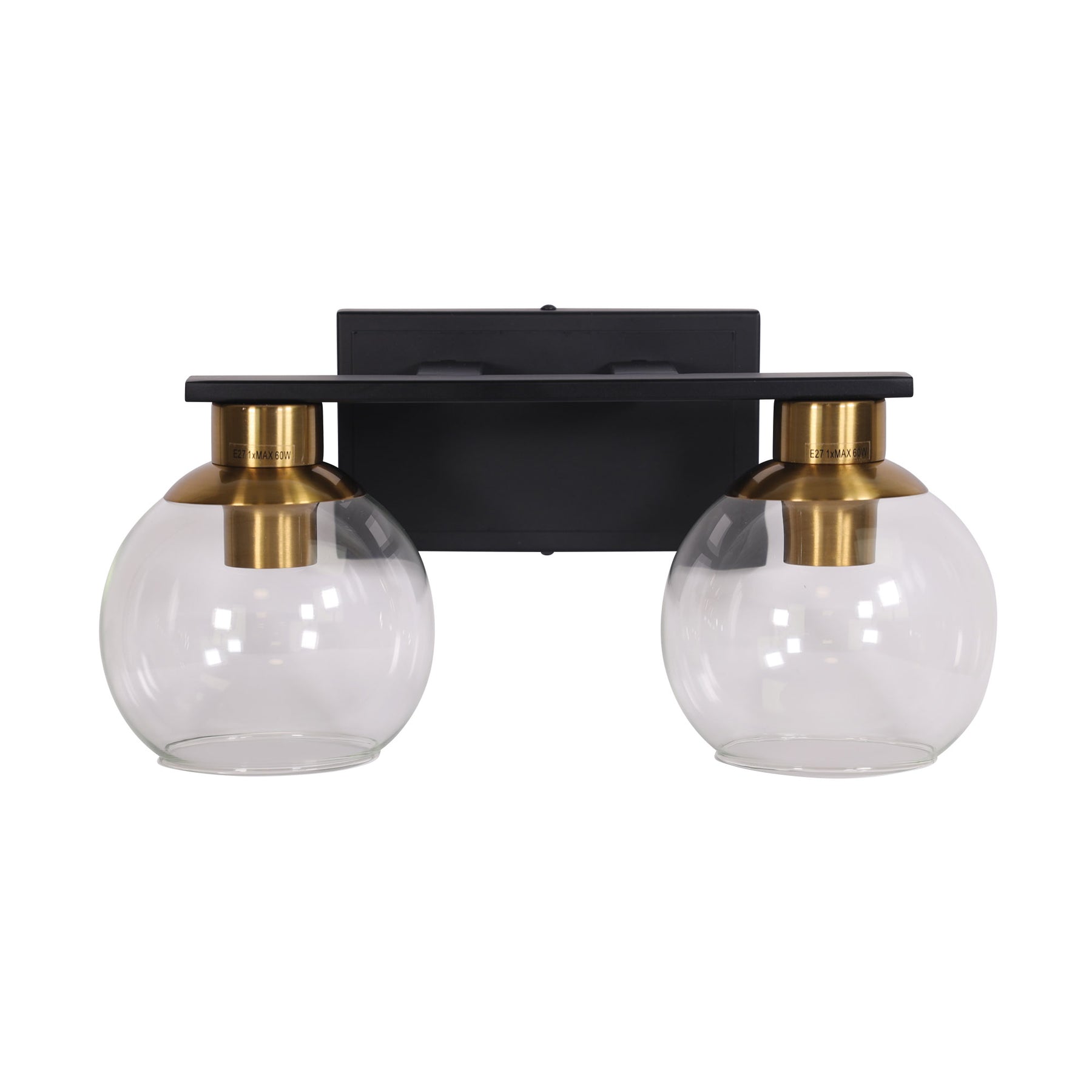 CLAYTON TWIN WALL LIGHT BLACK/BRASS/CLEAR