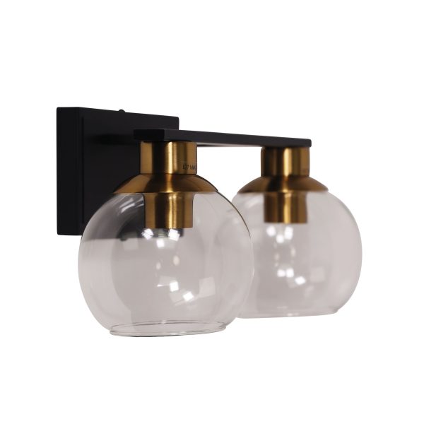 CLAYTON TWIN WALL LIGHT BLACK/BRASS/CLEAR