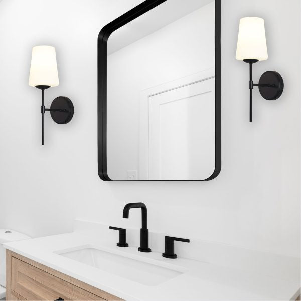KINBURY WALL LIGHT BLACK w/ OPAL MATT GLASS