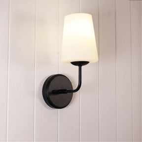HOPLEY WALL LIGHT BLACK WITH OPAL MATT GLASS