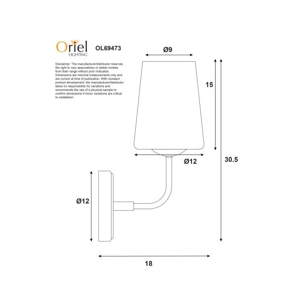 HOPLEY WALL LIGHT BLACK WITH OPAL MATT GLASS