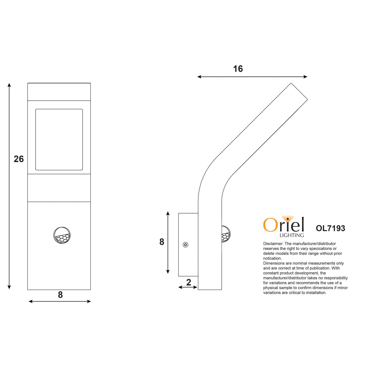 VANGUARD LED SENSOR WALL LIGHT BLACK