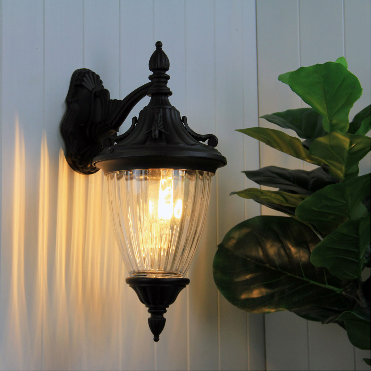 NEWARK OUTDOOR WALL LIGHT DOWN FACING BLACK