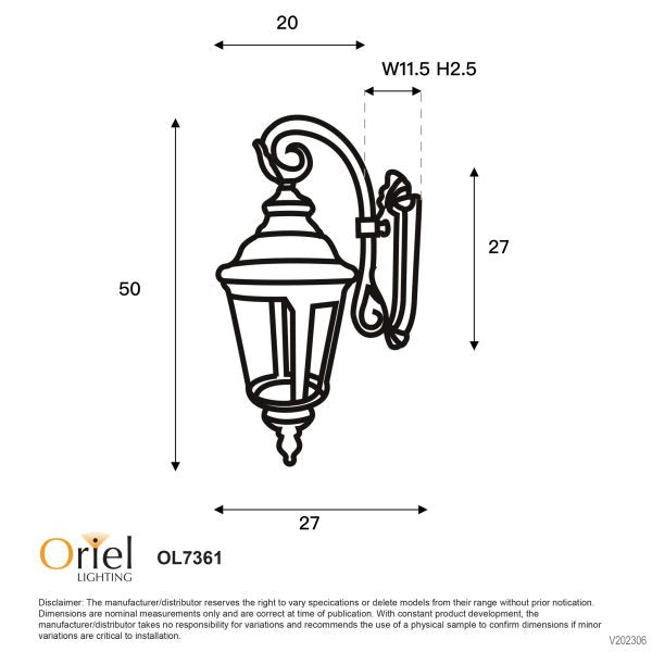 BRISTOL OUTDOOR WALL LIGHT DOWN BLACK