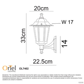ASCOT OUTDOOR WALL LIGHT UP BLACK