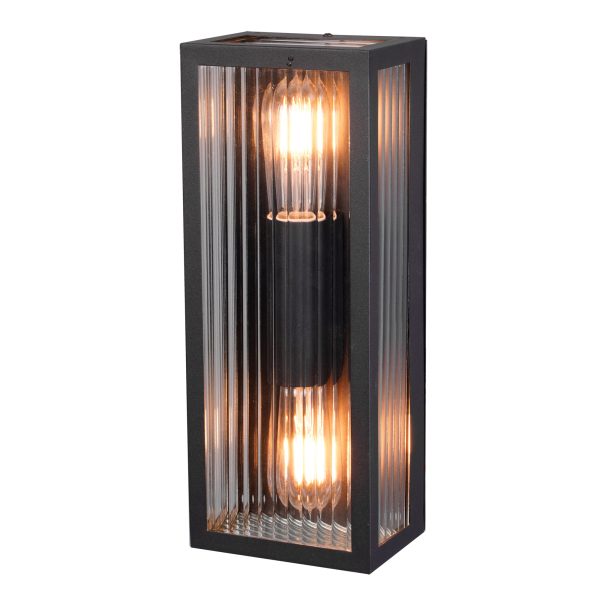 CHICAGO TWIN OUTDOOR WALL LIGHT BLACK