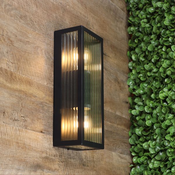 CHICAGO TWIN OUTDOOR WALL LIGHT BLACK