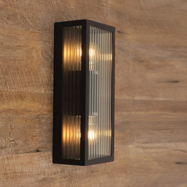 CHICAGO TWIN OUTDOOR WALL LIGHT BLACK
