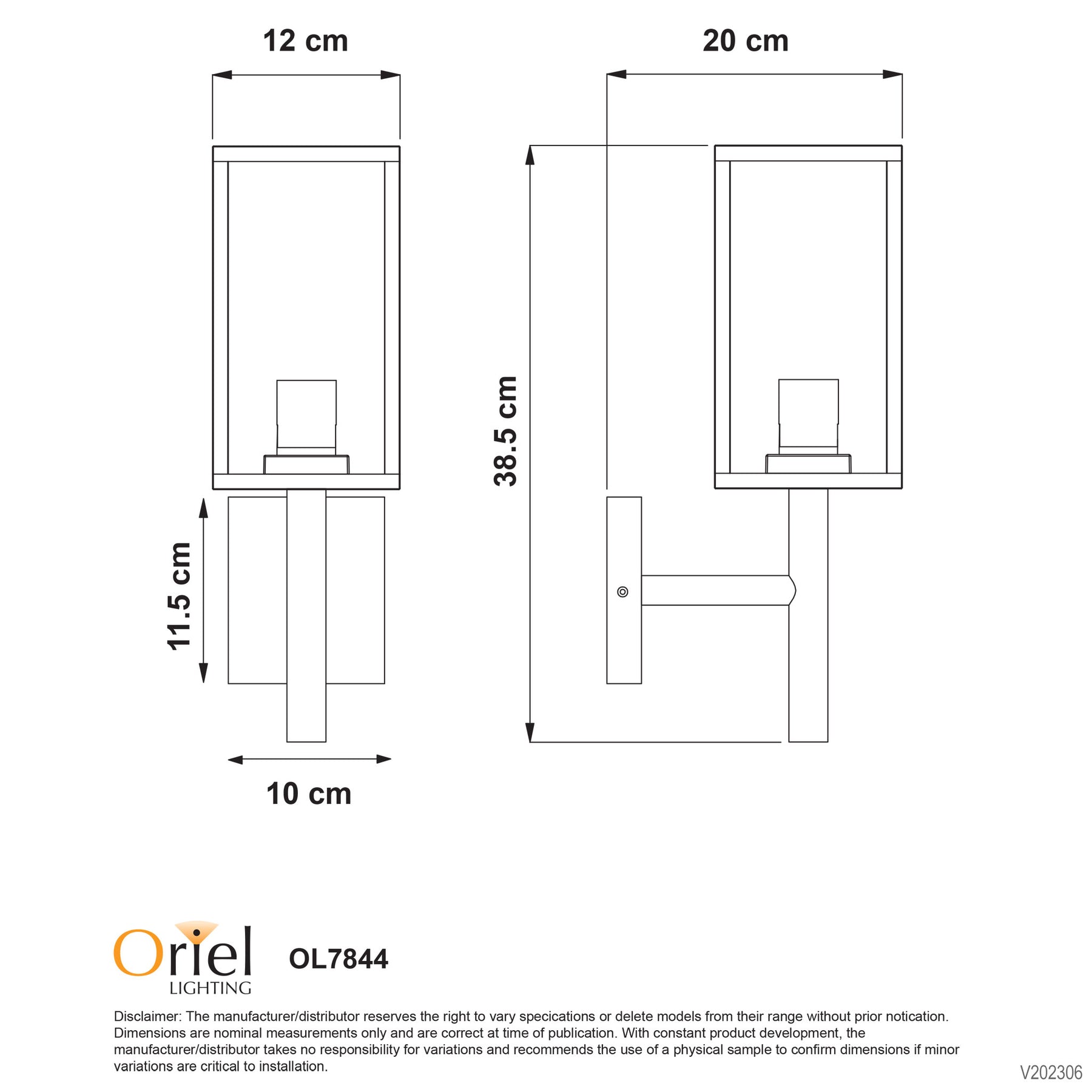 PANDORA OUTDOOR WALL BRACKET BLACK
