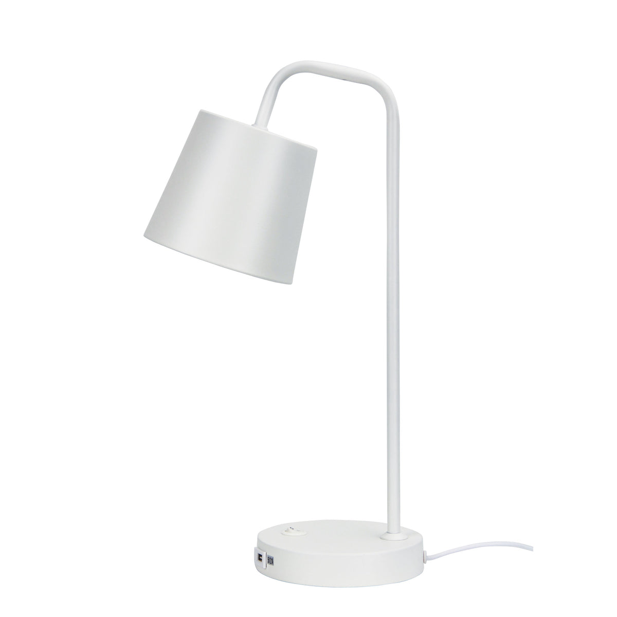 Henk White Metal Desk Lamp With Usb Socket - Table Lamp - Lux Lighting