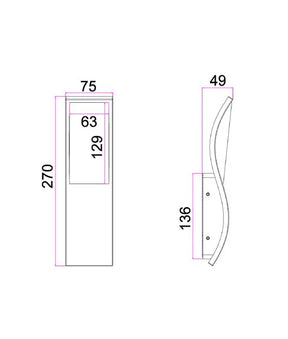 OLA Exterior LED Wavy Rectangular Surface Mounted Wall Lights IP65