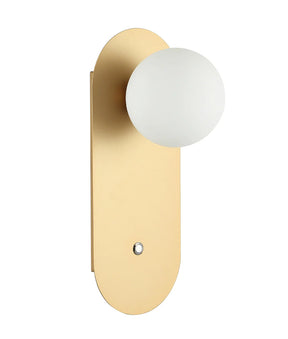 OVALIS Interior Round Opal Diffuser Oblong Base with Switch Wall Lights