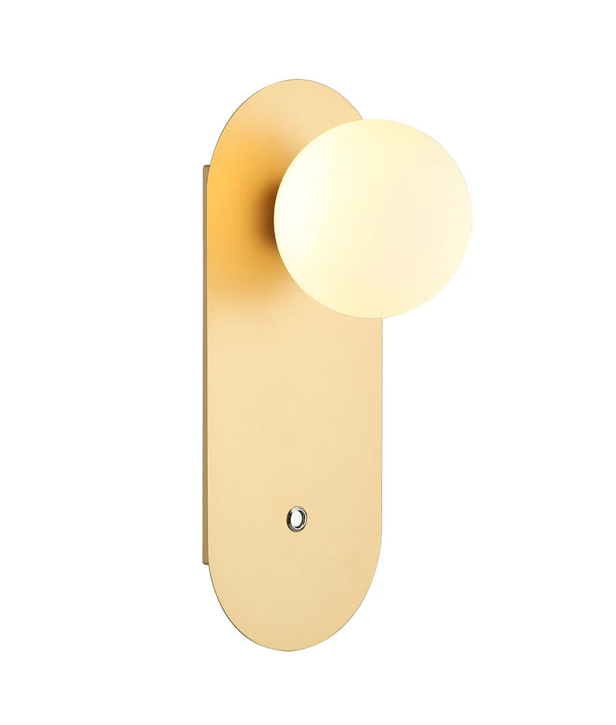 OVALIS Interior Round Opal Diffuser Oblong Base with Switch Wall Lights