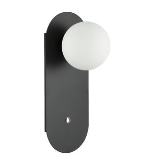 OVALIS Interior Round Opal Diffuser Oblong Base with Switch Wall Lights