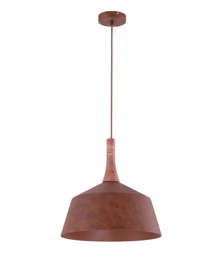 OXIDO: Interior Rustic Brown with Travertine Highlight Angled Dome Pendant Lights