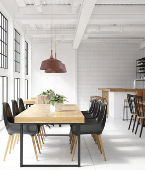 OXIDO: Interior Rustic Brown with Travertine Highlight Angled Dome Pendant Lights