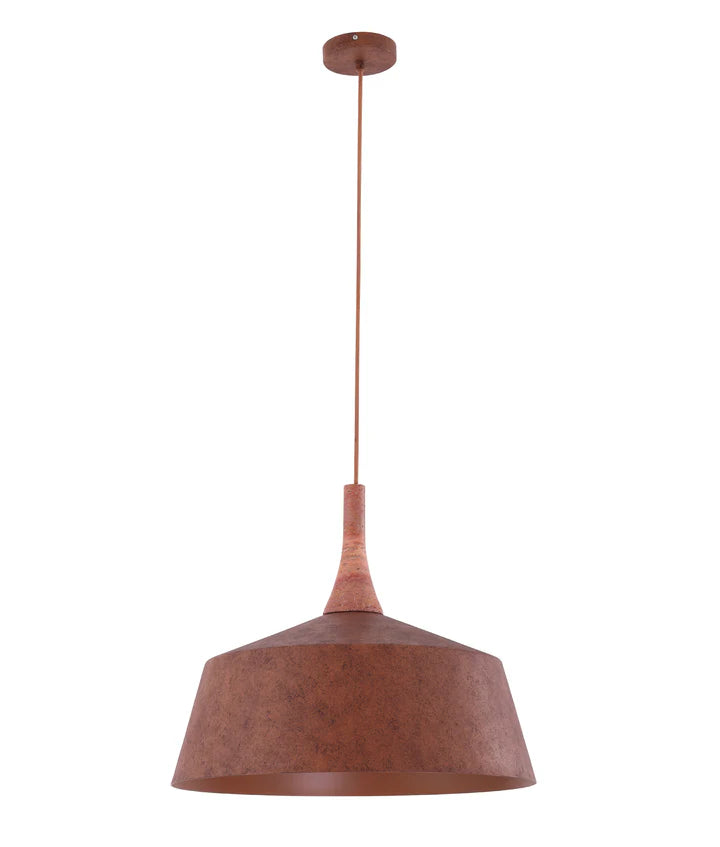 OXIDO: Interior Rustic Brown with Travertine Highlight Angled Dome Pendant Lights