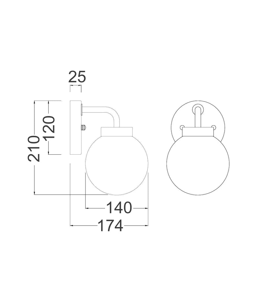 PALLA Interior Single Sphere Alabaster with Brass Highlight Round Base Wall Light