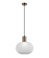 PAPEL: Interior Pleated Opal Opaque / Translucent Dome Glass Pendant Lights