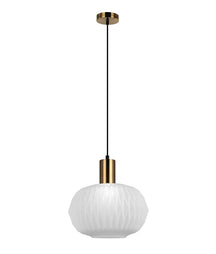 PAPEL: Interior Pleated Opal Opaque / Translucent Dome Glass Pendant Lights